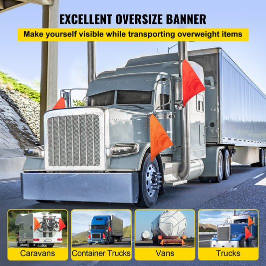 Durable Oversized Load Banner with Fluorescent Flags & Heavy Duty Hooks - Perfect for Trucks, Wide Load, Stretch Cord Mesh, Enhanced Visibility
