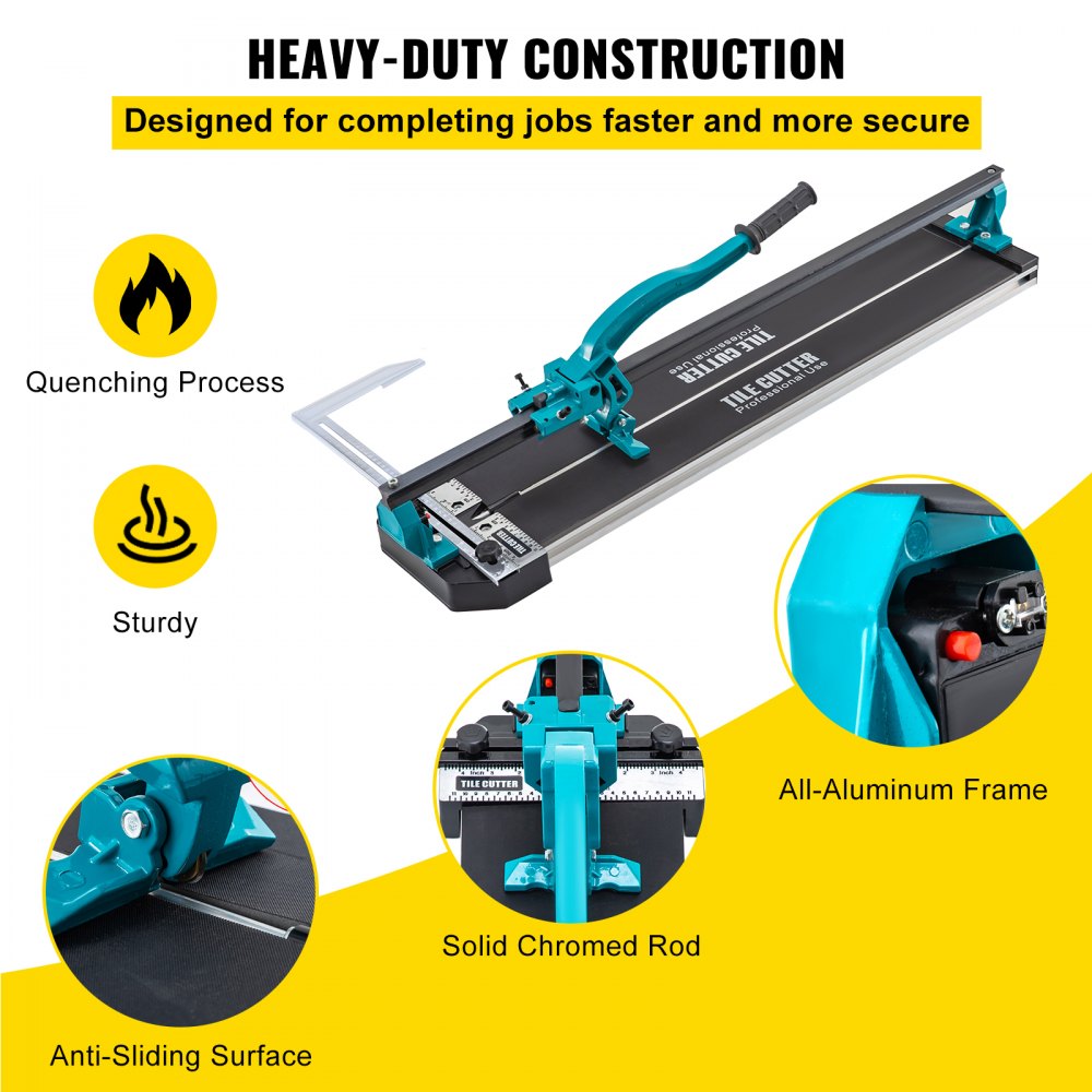 VEVOR Tile Cutter 31 Inch,Manual Tile Cutter Single Rail w/Precise Laser Positioning, Alloy Cutter Wheel with Ergonomic Handle, Accurate Rulers, For Large Tile 0.24\"-0.59\" Thickness