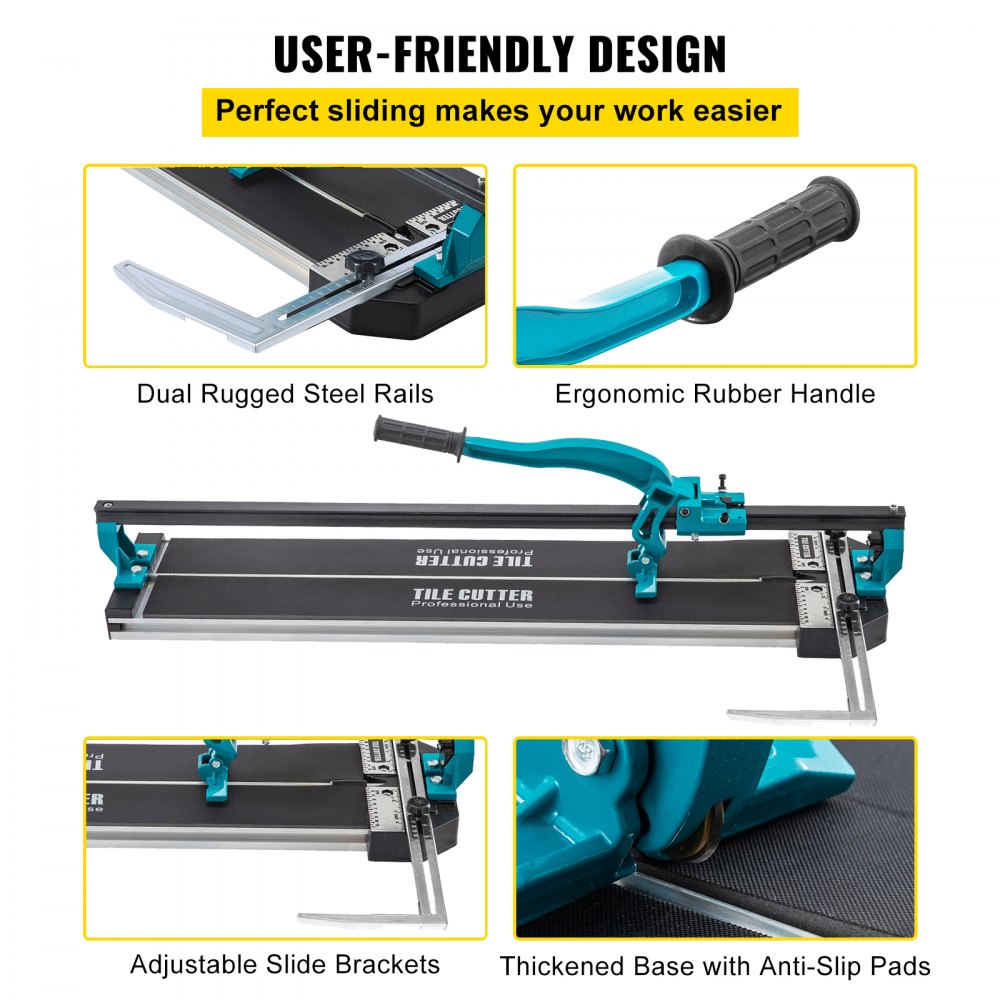VEVOR Tile Cutter 31 Inch,Manual Tile Cutter Single Rail w/Precise Laser Positioning, Alloy Cutter Wheel with Ergonomic Handle, Accurate Rulers, For Large Tile 0.24\"-0.59\" Thickness