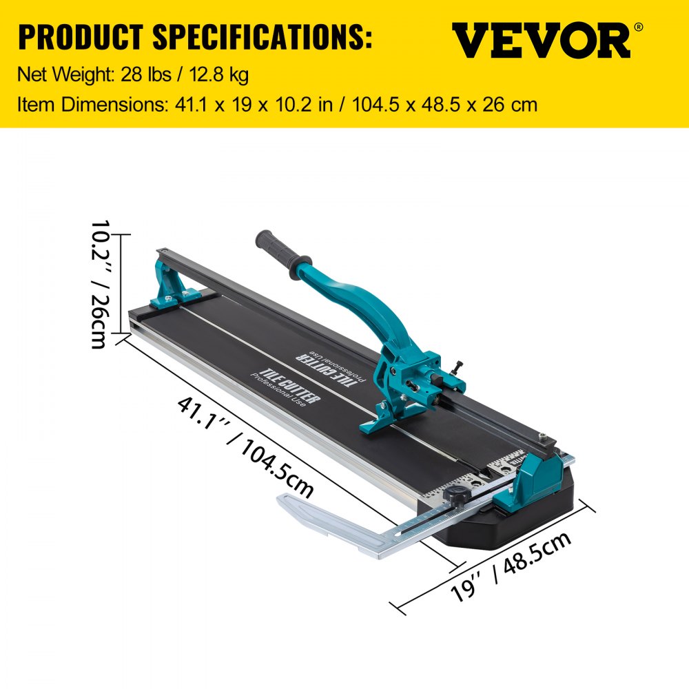 VEVOR Tile Cutter 31 Inch,Manual Tile Cutter Single Rail w/Precise Laser Positioning, Alloy Cutter Wheel with Ergonomic Handle, Accurate Rulers, For Large Tile 0.24\"-0.59\" Thickness