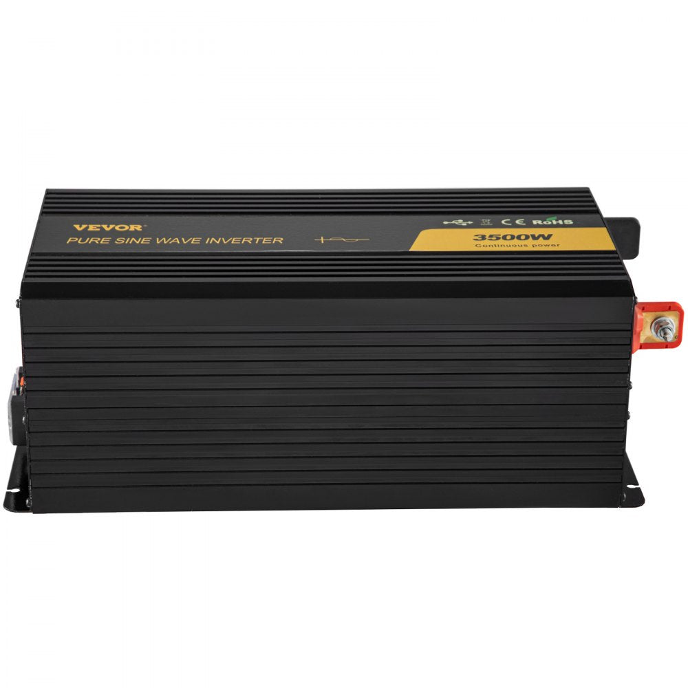 High Capacity 3500W Pure Sine Wave Inverter with USB and LCD for RVs, Trucks, and Camping - DC 12V to AC 120V Conversion with Remote and GFCI Outlets