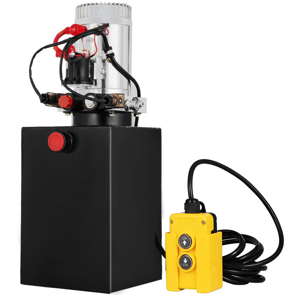VEVOR Hydraulic Pump Double Acting Hydraulic Power Unit 12V DC Dump Trailer Pump 3200PSI Hydraulic Power Unit for Dump Trailer Car Lifting (12 Quart, Steel/Double Acting)