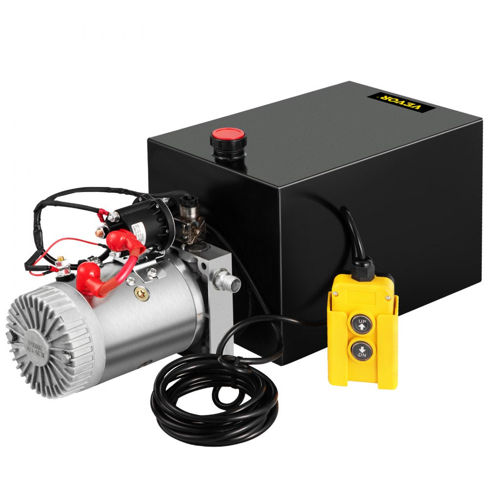 VEVOR Single Acting 15 Quart Hydraulic Pump 12V DC Hydraulic Power Unit 3.75 Gallon Dump Trailer Pump Steel Hydraulic Power Unit