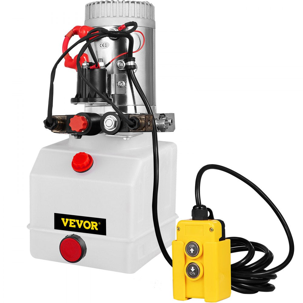 VEVOR Hydraulic Pump 3 Quart Hydraulic Power Unit Double Acting Hydraulic Pump for Dump Trailer Car Lifting 12V DC Plastic Oil Reservoir (Plastic, Double Acting)