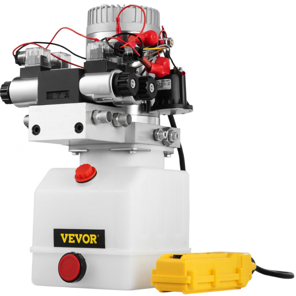 VEVOR Hydraulic Pump Double Acting Hydraulic Power Unit Double Solenoid Hydraulic Power Pack 12V DC Hydraulic Power Pump with 4.5Liter Reservoir for Dump Trailer Car Lifting