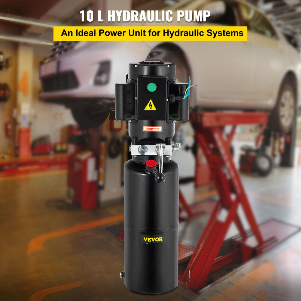 VEVOR 110V 2.64 Gallon?Hydraulic Power Unit Automotive?Hydraulic Pump Dump Trailer Vehicle Mounted Lifter Auto Shop Repair Car Lift Power Unit for Two and Four Post Lift Auto Hoist