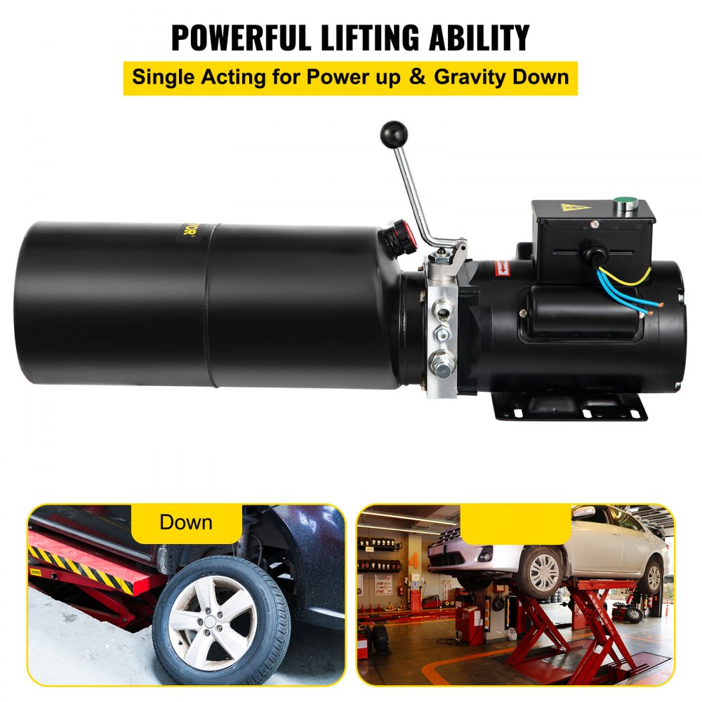 VEVOR 110V 2.64 Gallon?Hydraulic Power Unit Automotive?Hydraulic Pump Dump Trailer Vehicle Mounted Lifter Auto Shop Repair Car Lift Power Unit for Two and Four Post Lift Auto Hoist