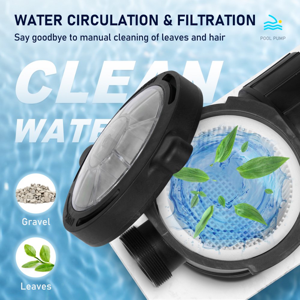 High-Performance 2 HP Swimming Pool Pump with Strainer Basket, ETL Certified for Above Ground Pools, 5400 GPH Max Flow Rate, 115V, 1500W