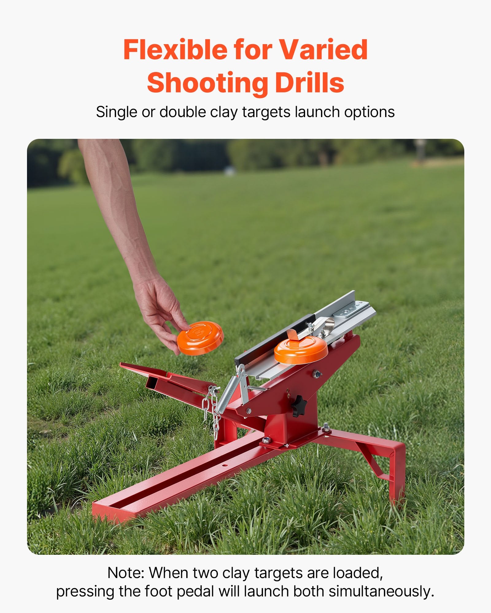 Foot-Pedal Skeet & Trap Clay Target Thrower, Adjustable Angle, 30+ Yards Launch, No Electricity Needed, Single/Double Pigeon Shooting Sports