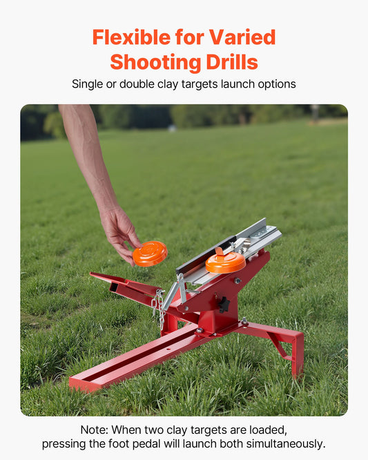Foot-Pedal Skeet & Trap Clay Target Thrower, Adjustable Angle, 30+ Yards Launch, No Electricity Needed, Single/Double Pigeon Shooting Sports