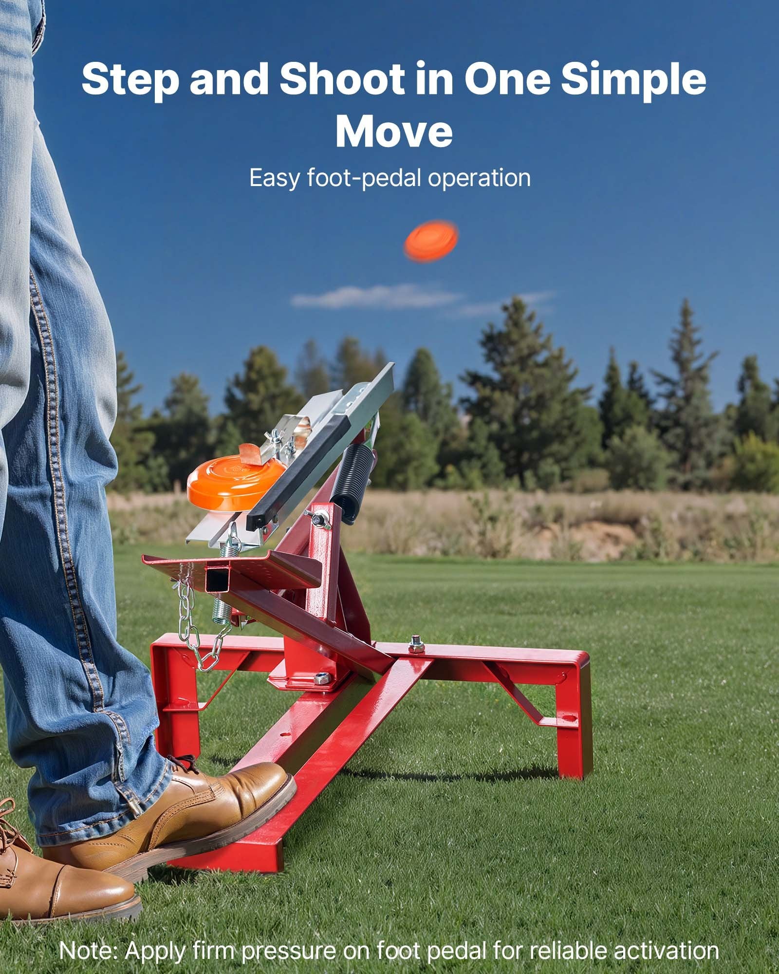 Foot-Pedal Skeet & Trap Clay Target Thrower, Adjustable Angle, 30+ Yards Launch, No Electricity Needed, Single/Double Pigeon Shooting Sports
