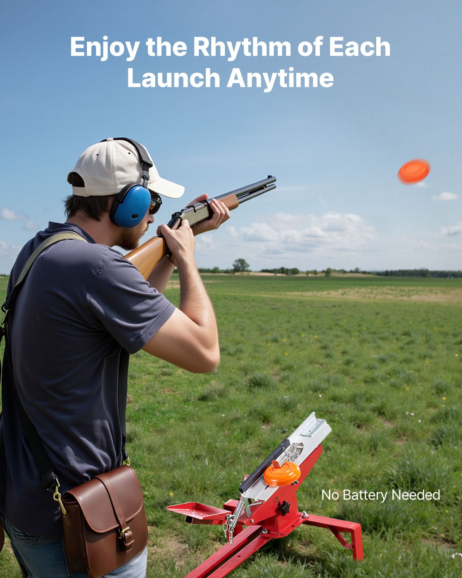 Foot-Pedal Skeet & Trap Clay Target Thrower, Adjustable Angle, 30+ Yards Launch, No Electricity Needed, Single/Double Pigeon Shooting Sports
