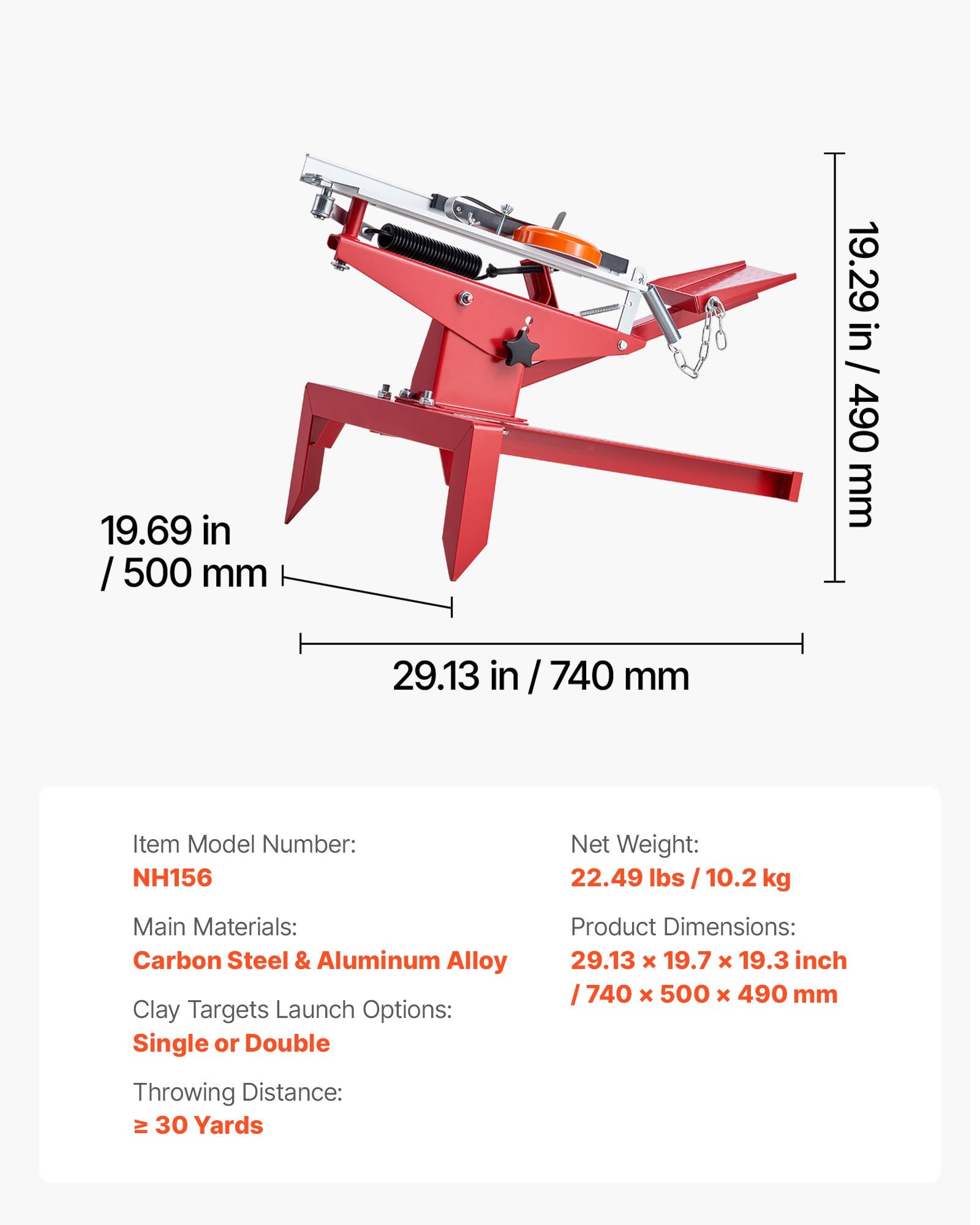 Foot-Pedal Skeet & Trap Clay Target Thrower, Adjustable Angle, 30+ Yards Launch, No Electricity Needed, Single/Double Pigeon Shooting Sports
