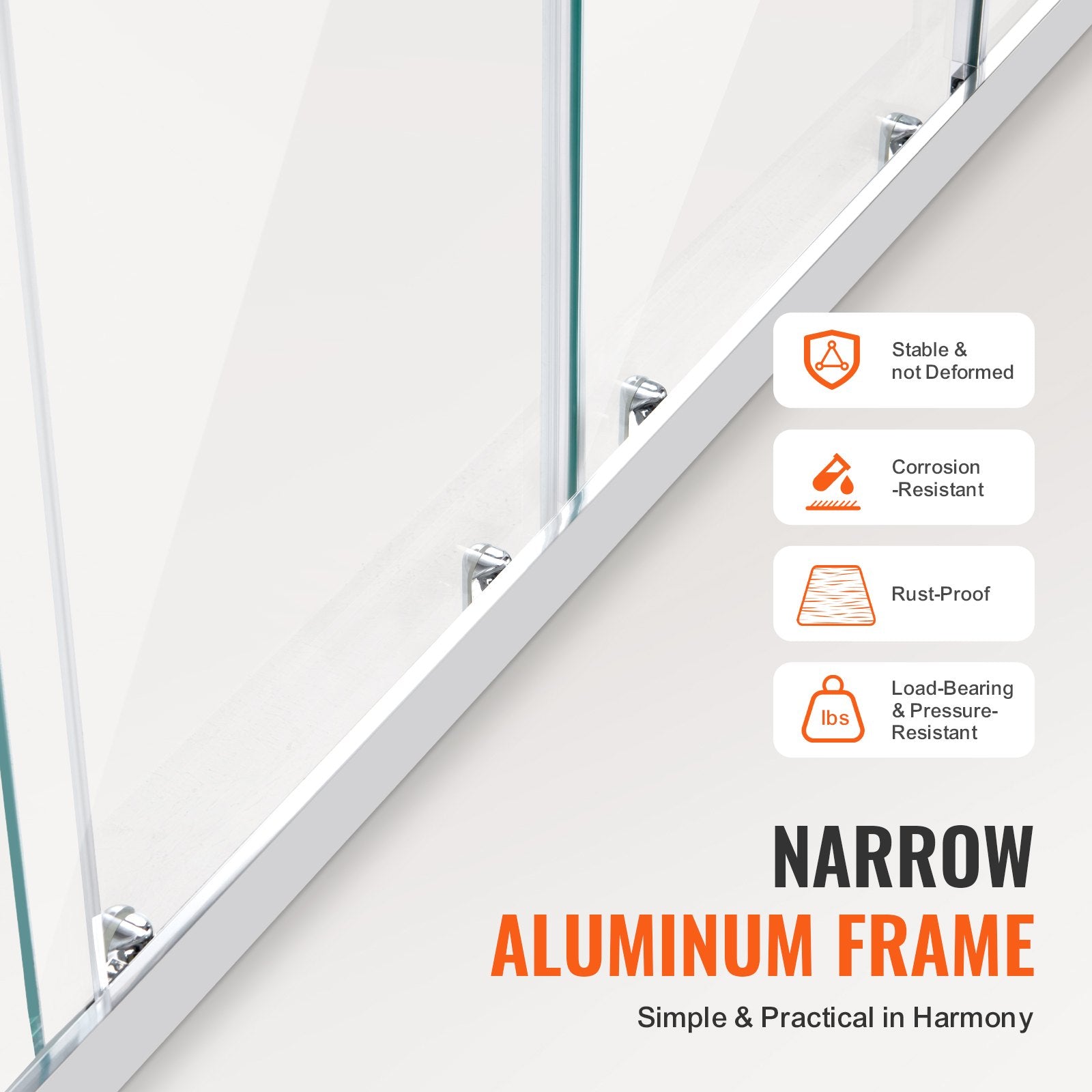 Elegant Semi-Frameless Double Sliding Shower Door, 59"x70" with Clear Tempered Glass, Chrome Finish, Stain-Resistant, Waterproof, Shatterproof Design