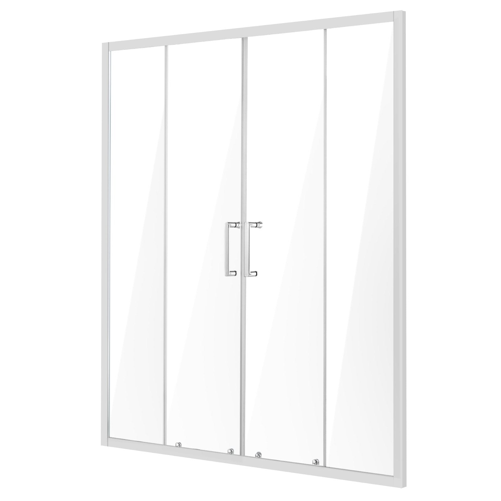 Elegant Semi-Frameless Double Sliding Shower Door, 59"x70" with Clear Tempered Glass, Chrome Finish, Stain-Resistant, Waterproof, Shatterproof Design