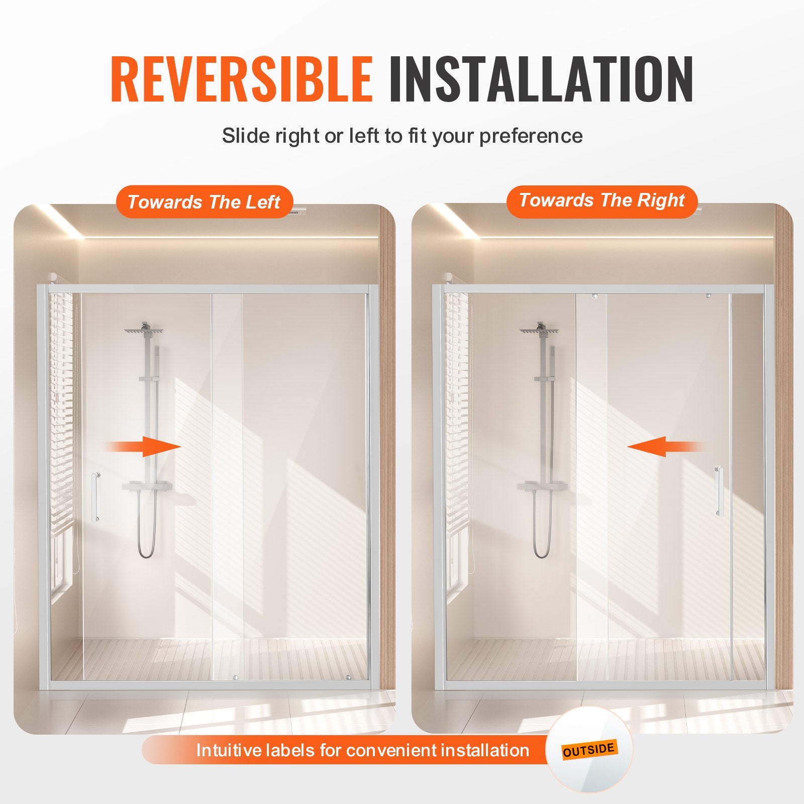 Premium Semi-Frameless Shower Door, 57.7-59"W x 70"H, Sliding Glass with Clear Tempered Glass, Waterproof, Nano Stain-Resistant, Chrome Hardware