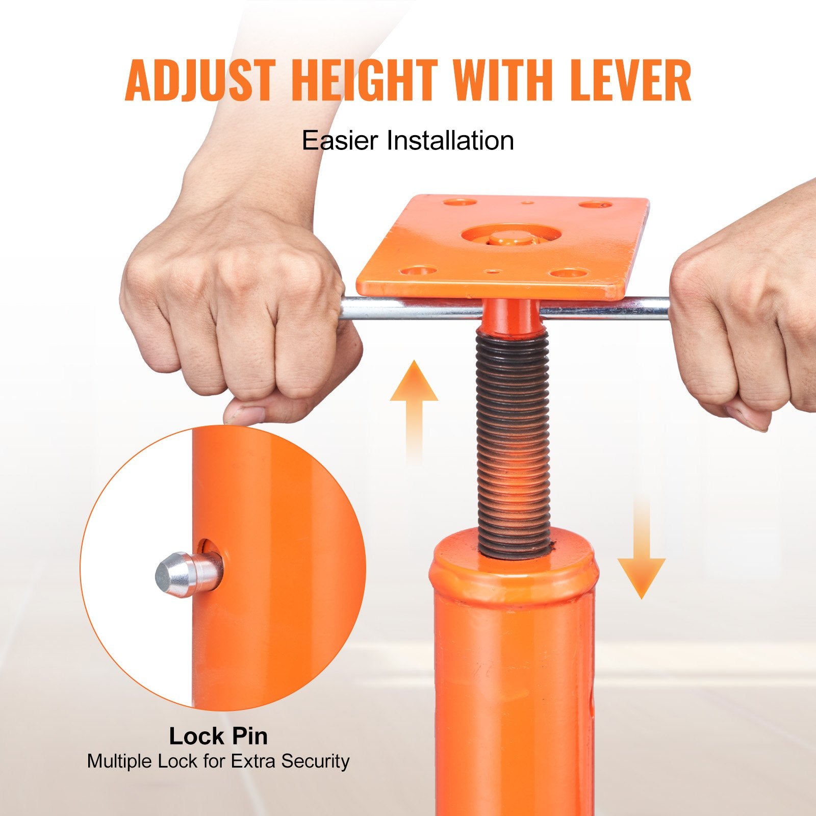 Heavy-Duty Adjustable Basement Floor Jack, 11200 lbs Capacity, 54"-150" Range, Steel Telescoping Post for Leveling & Temporary Support