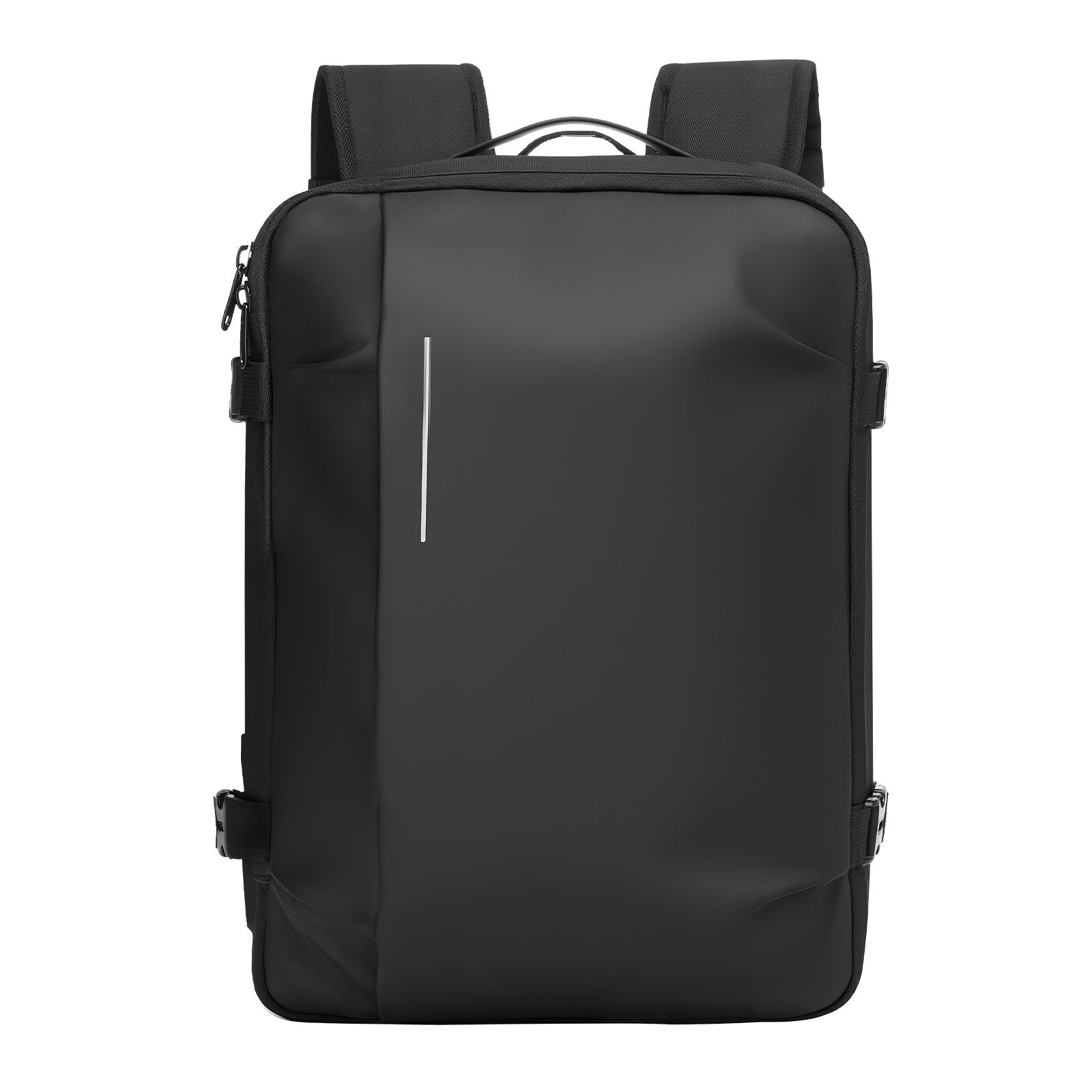 Versatile 35L Vacuum Seal Travel Backpack with Air Pump, Water-Resistant, Multi-Pocket, Reflective Strips, Carry-On Luggage Bag, Black