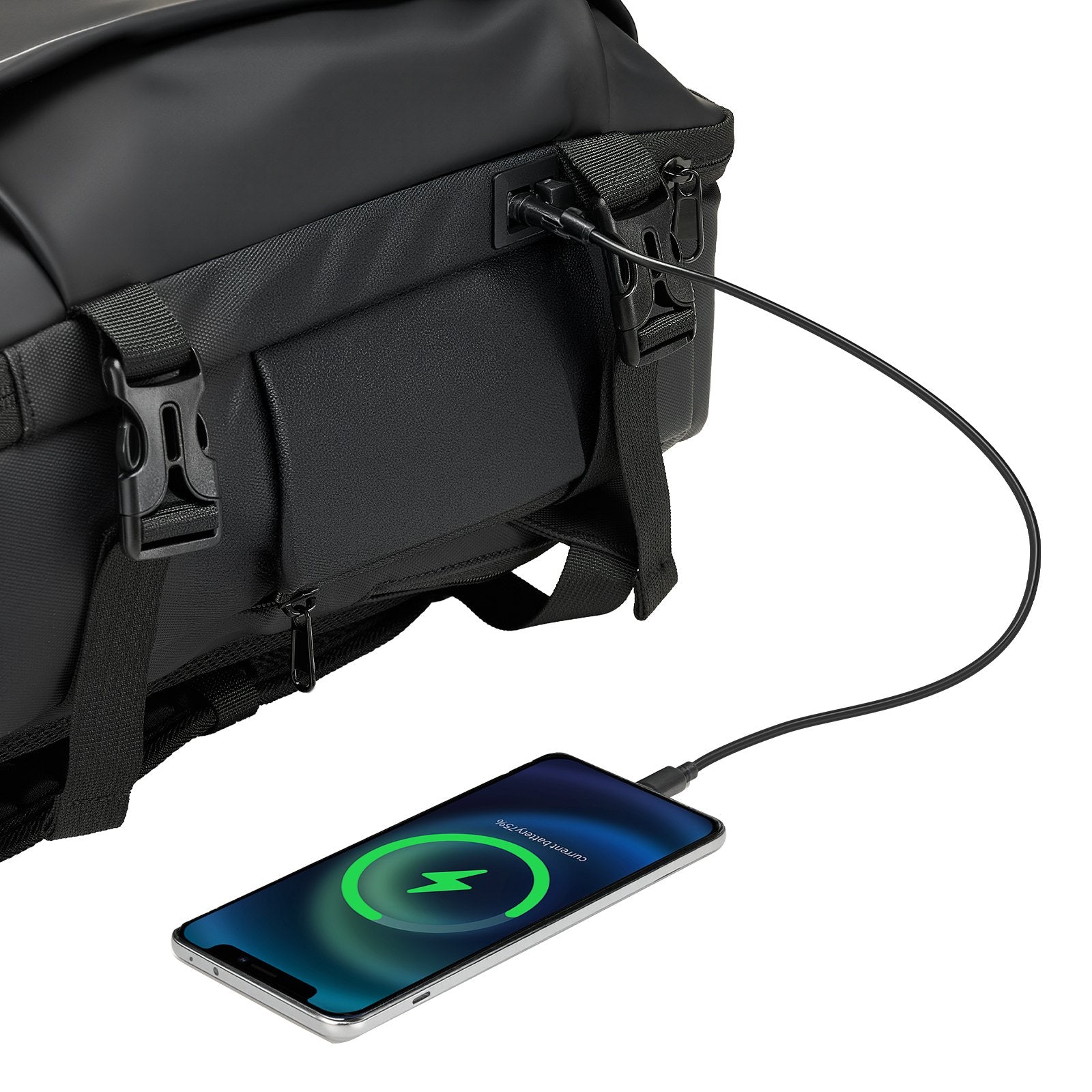 Versatile 35L Vacuum Seal Travel Backpack with Air Pump, Water-Resistant, Multi-Pocket, Reflective Strips, Carry-On Luggage Bag, Black