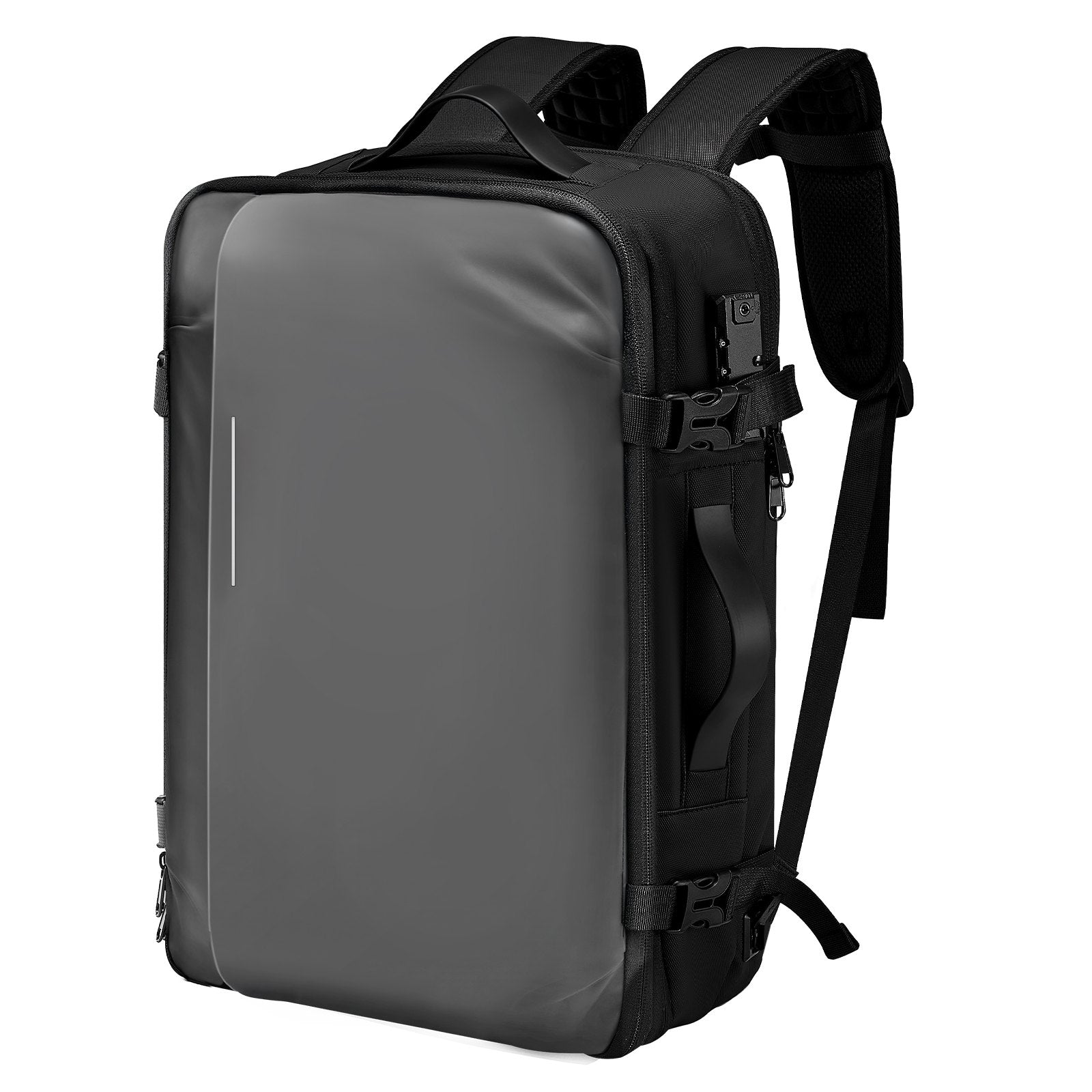 65L Expandable Compression Travel Backpack with Pump, TSA Lock, Water-Resistant, Carry-On Luggage, Business, Gray, Vacuum Seal, Airback Vacpack