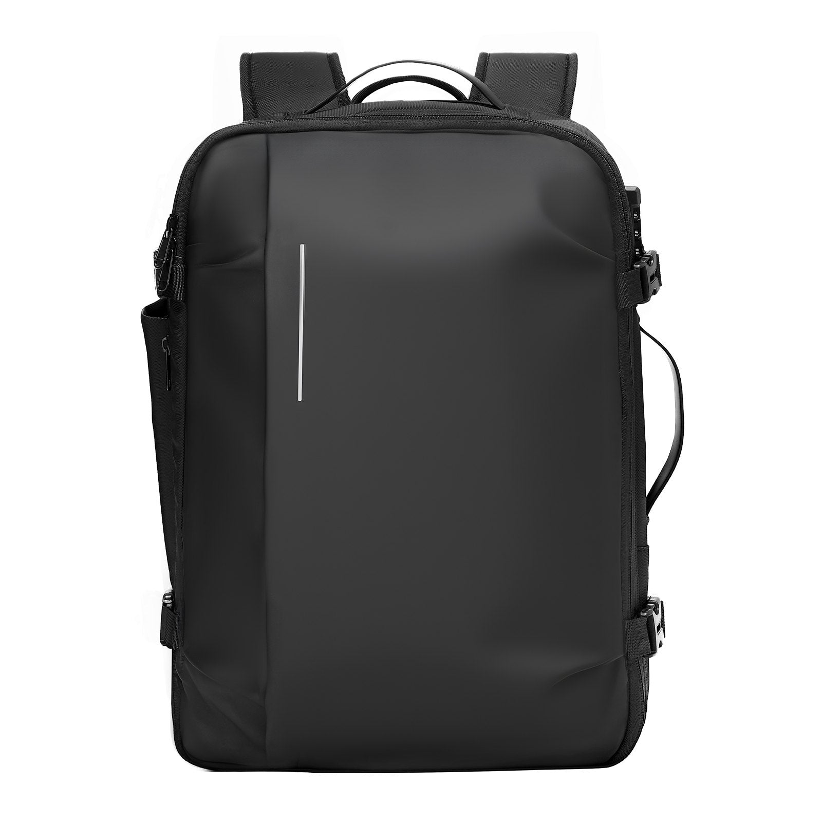 Expandable 65L Vacuum Seal Travel Backpack with TSA Lock, Water-Resistant, Multi-Compartment, Carry-On Suitcase, No Pump Needed, Black