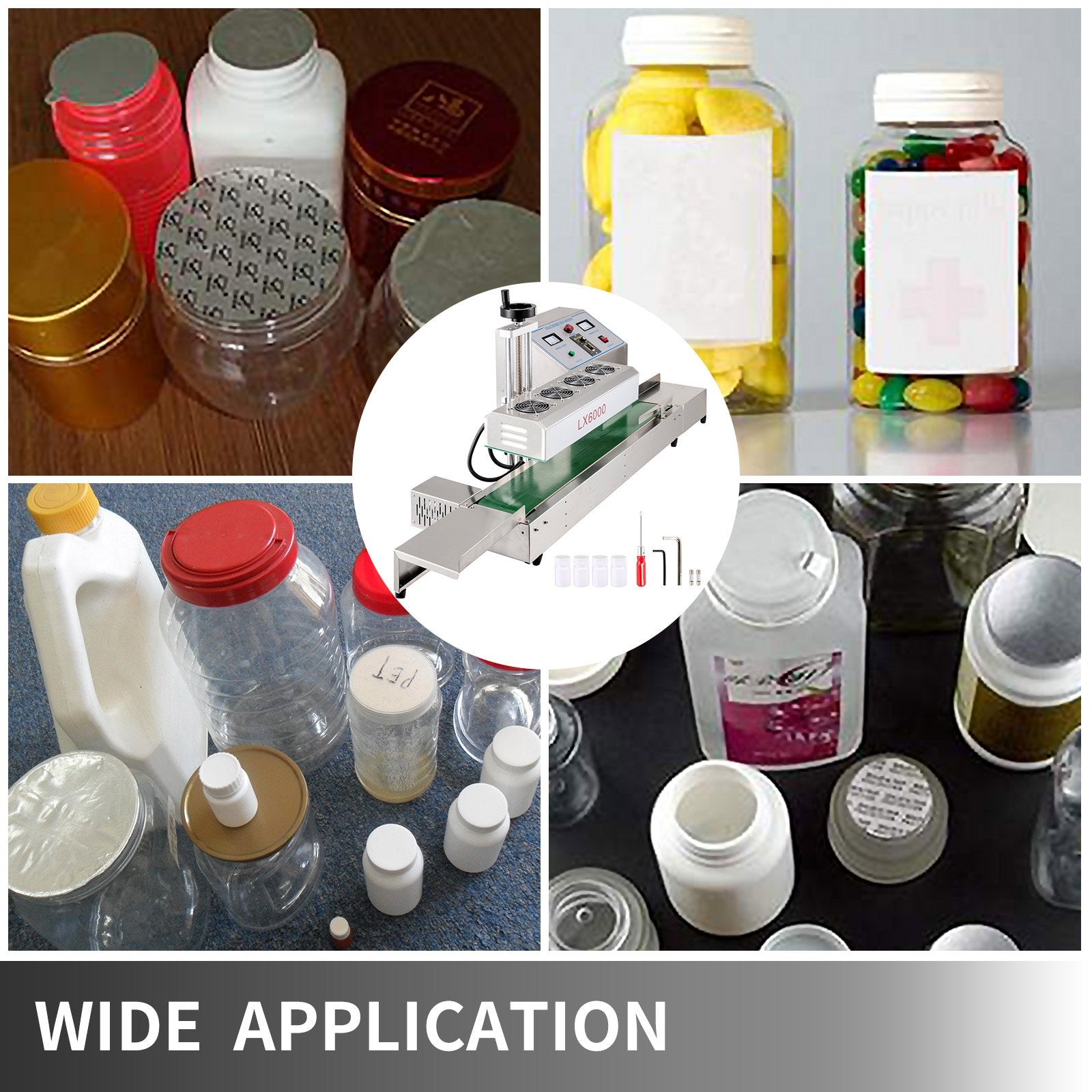 LX-6000 Induction Bottle Sealer for 20-80mm Caps, Adjustable Heat Sealing Machine for 80-300mm Bottles, Durable Air Cooling System