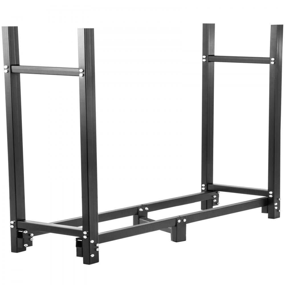 8ft Outdoor Steel Firewood Log Holder with Cover and Tool Set - 1300lbs Capacity