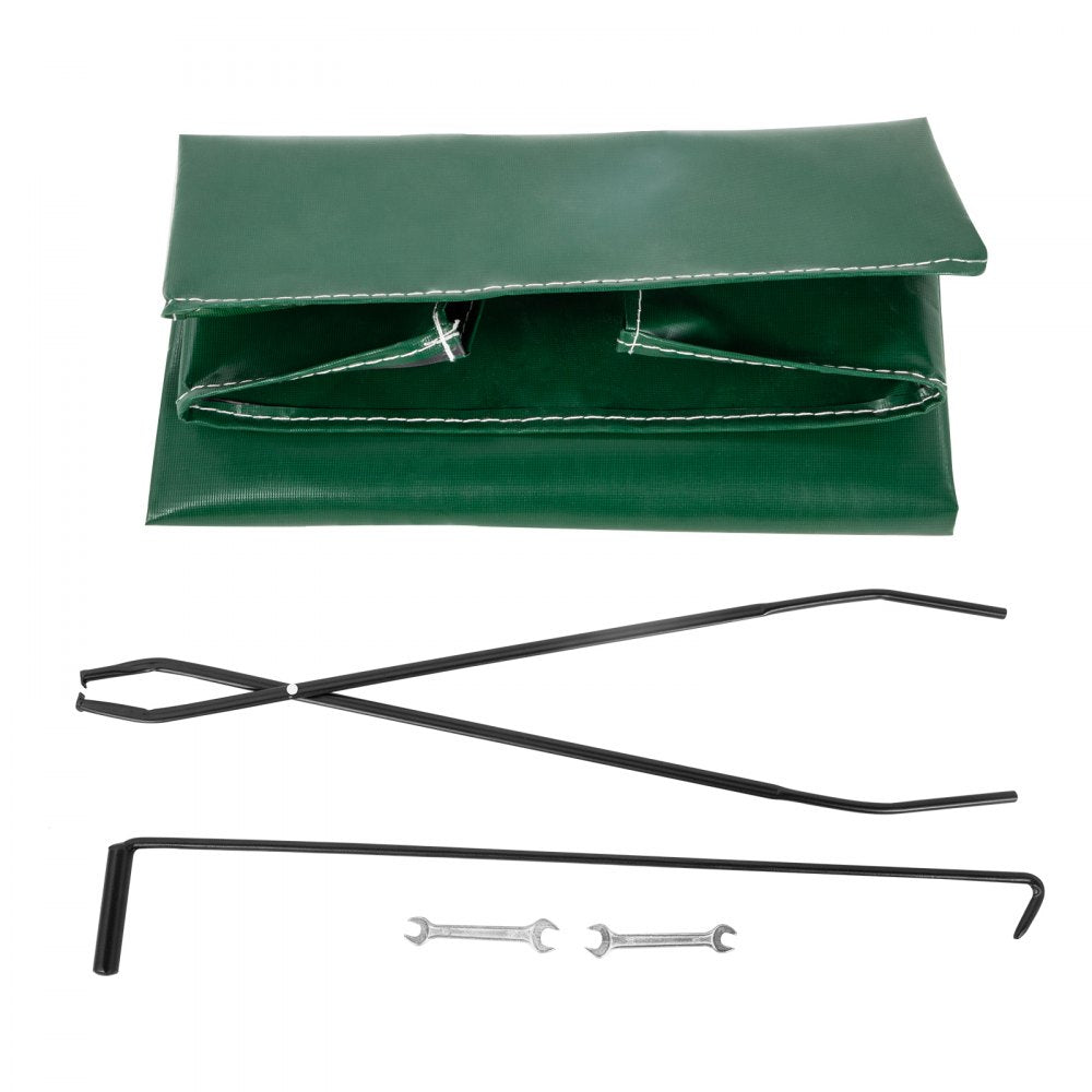8ft Outdoor Steel Firewood Log Holder with Cover and Tool Set - 1300lbs Capacity