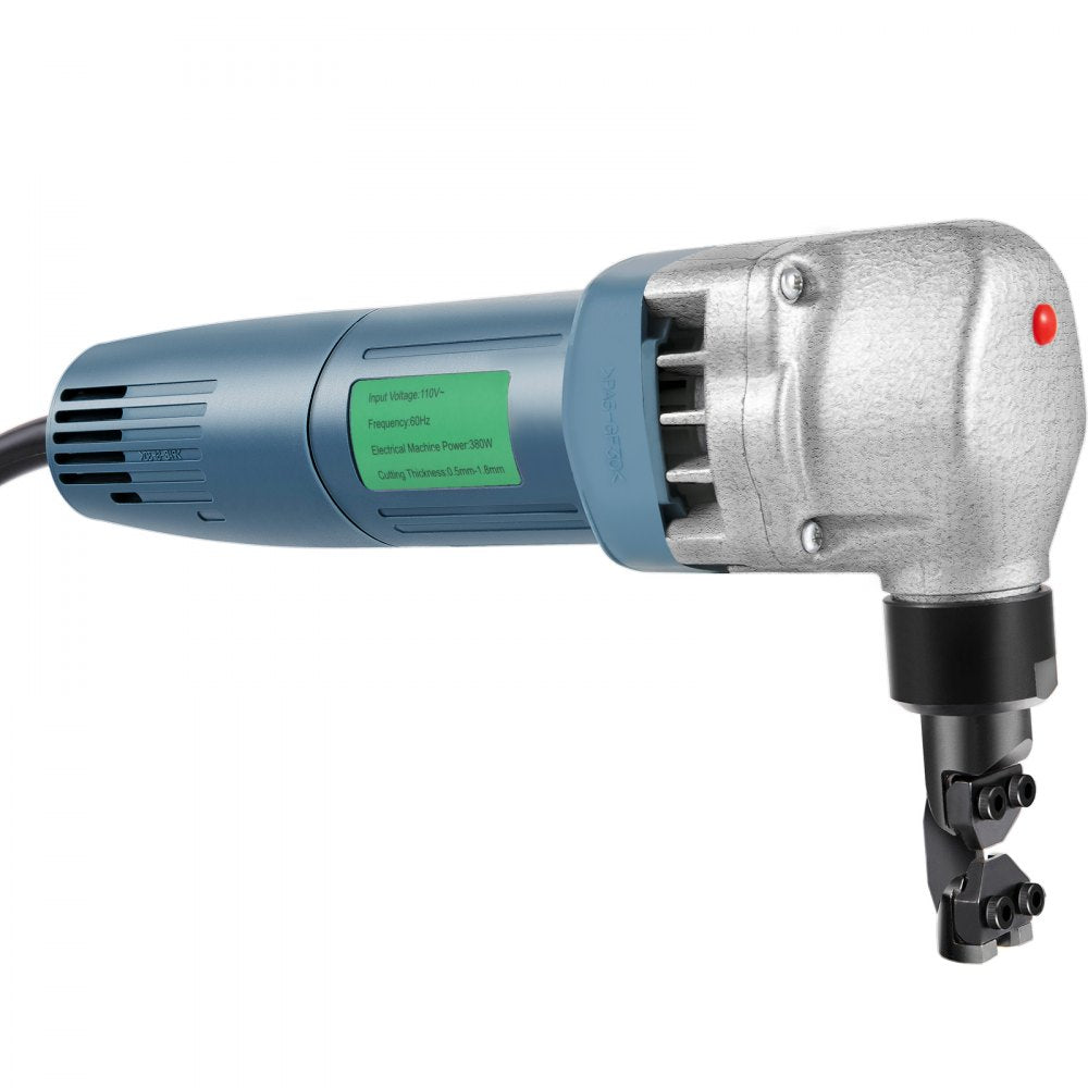 High-Speed 380W Electric Metal Nibbler with 1800RPM Rotor and Replaceable Blades for Cutting Stainless Steel, Aluminum, and Plastic