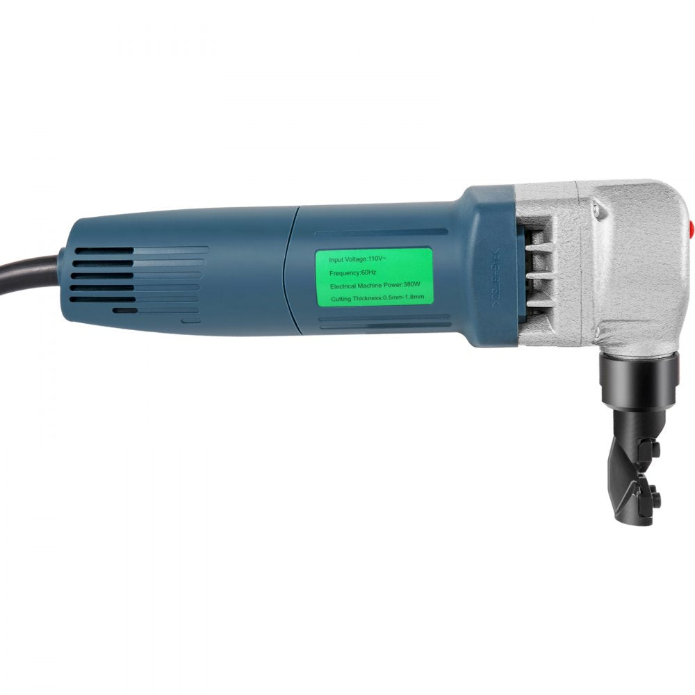 High-Speed 380W Electric Metal Nibbler with 1800RPM Rotor and Replaceable Blades for Cutting Stainless Steel, Aluminum, and Plastic