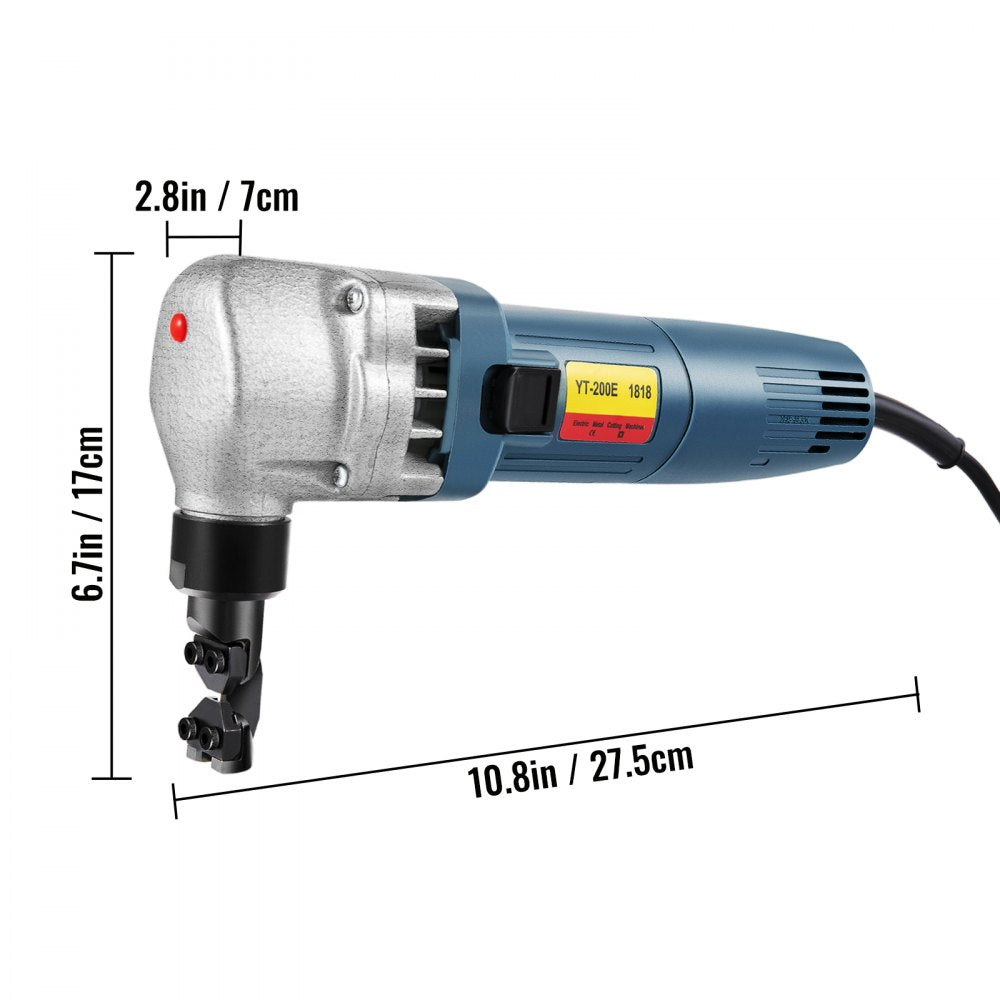 High-Speed 380W Electric Metal Nibbler with 1800RPM Rotor and Replaceable Blades for Cutting Stainless Steel, Aluminum, and Plastic