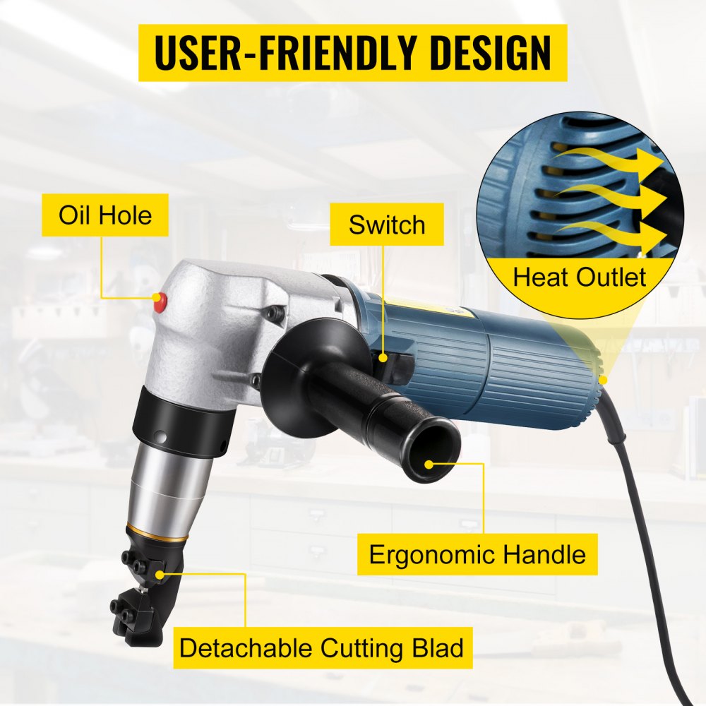 High-Speed 625W Electric Metal Nibbler with Replaceable Blades and Storage Case for Cutting Stainless Steel and Aluminum Sheets