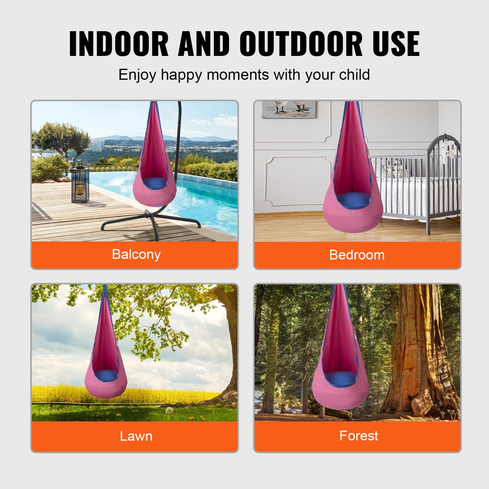 Enchanting Kids Pod Swing Seat with LED Lights, Inflatable Cushion, Sensory Hammock Chair for Indoor & Outdoor Fun, 100% Cotton, 120 lbs Capacity