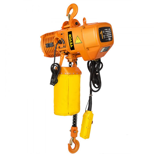 Heavy-Duty 1 Ton Electric Chain Hoist, 10ft Lift, Double Chain, 110V, Ideal for Logistics and Industrial Use