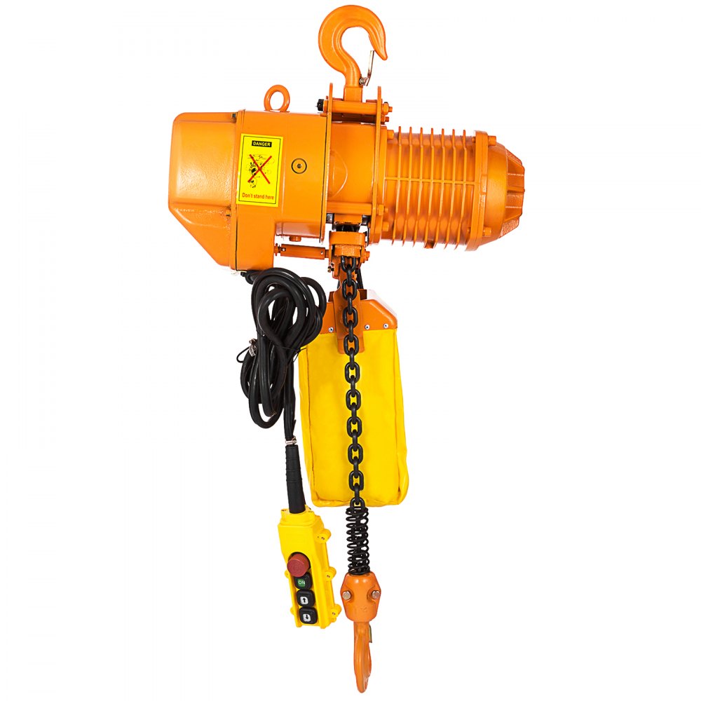 Heavy-Duty 1 Ton Electric Chain Hoist, 10ft Lift, Double Chain, 110V, Ideal for Logistics and Industrial Use