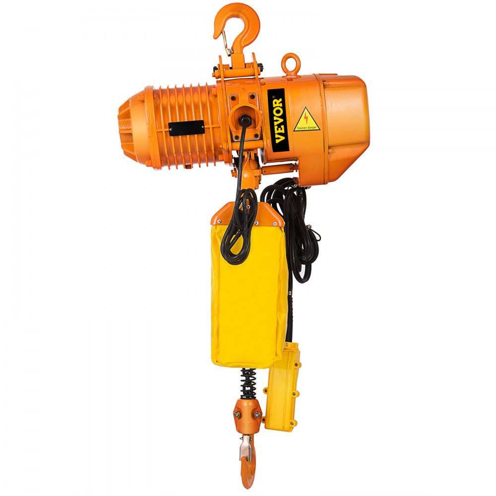 Heavy-Duty 1 Ton Electric Chain Hoist, 10ft Lift, Double Chain, 110V, Ideal for Logistics and Industrial Use