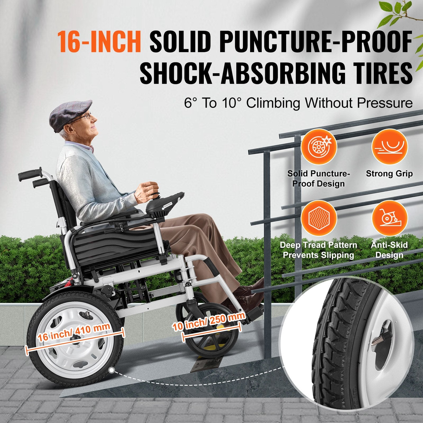 Lightweight Foldable Electric Wheelchair for Adults & Seniors, 265 lbs Capacity, 12.5 Miles Range, All Terrain, Adjustable Backrest