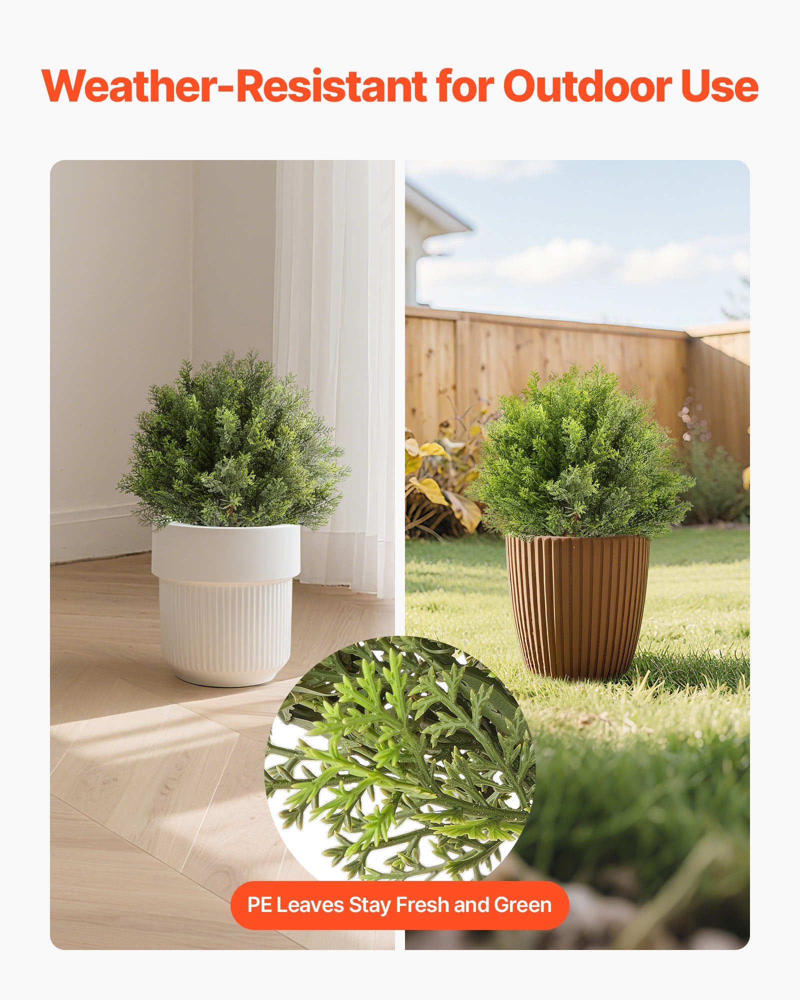 16-Inch Lifelike Artificial Topiary Cypress Trees Set with Ground Spike for Outdoor & Indoor Decor – Faux Shrubs for Porch, Patio, Garden, Balcony