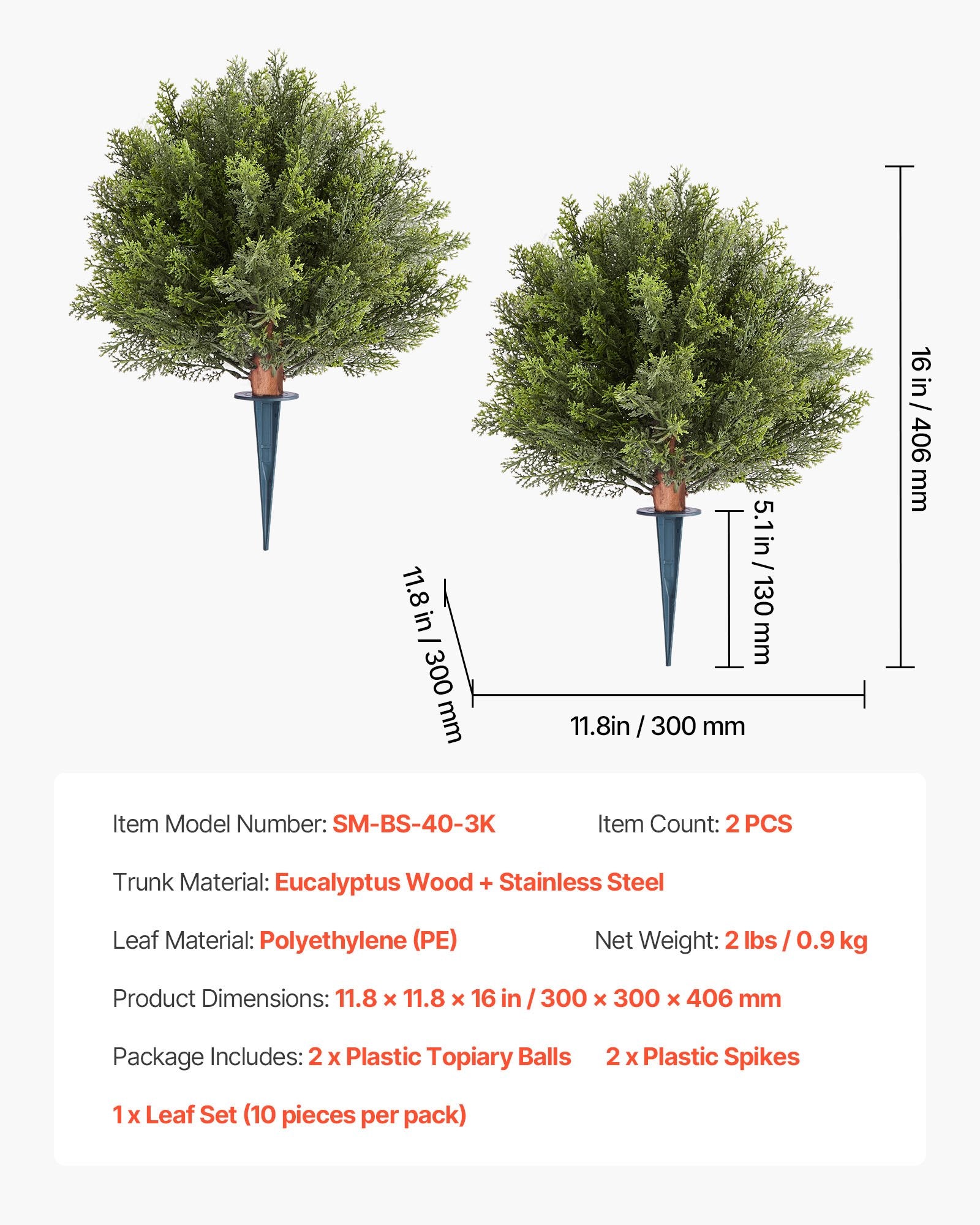 16-Inch Lifelike Artificial Topiary Cypress Trees Set with Ground Spike for Outdoor & Indoor Decor – Faux Shrubs for Porch, Patio, Garden, Balcony