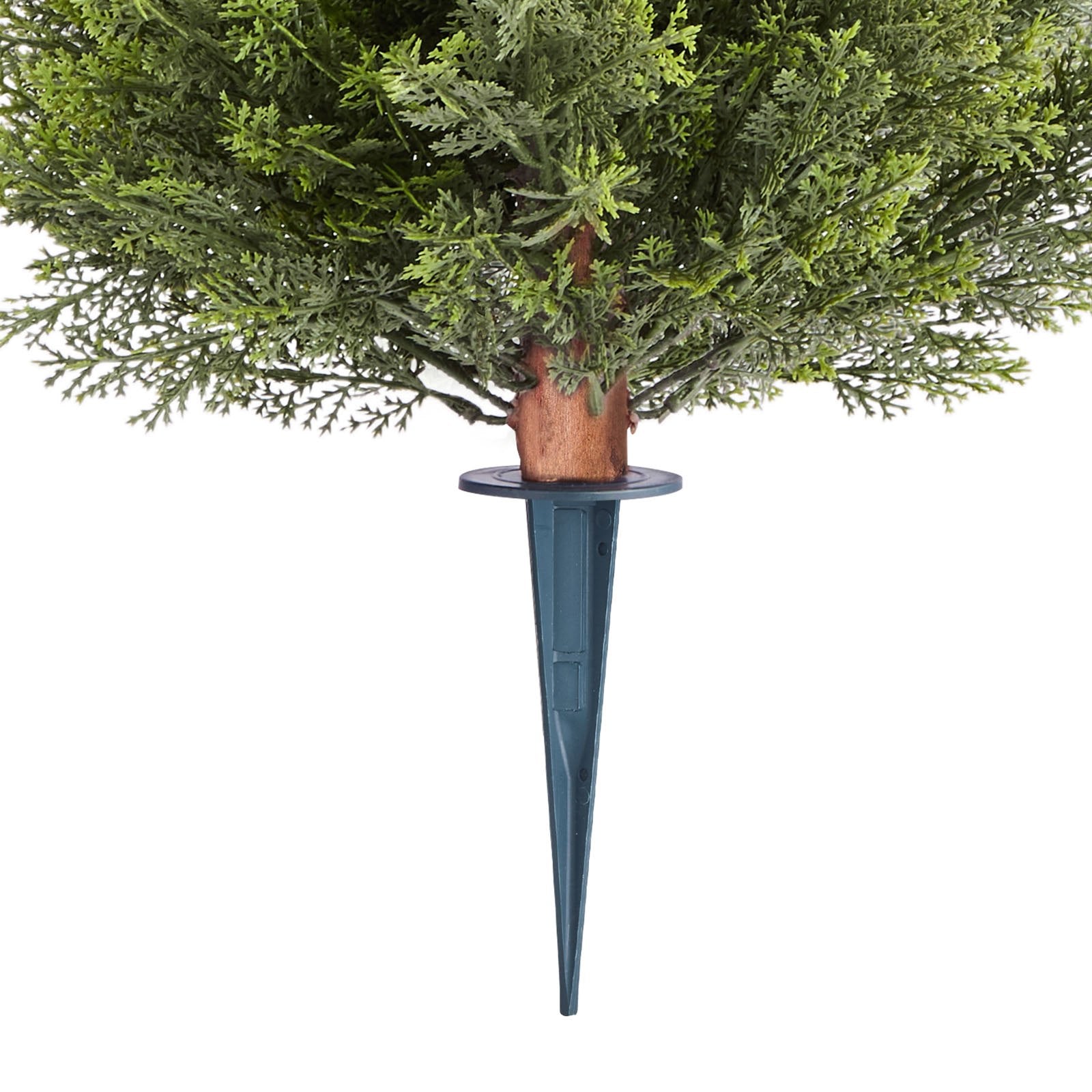 16-Inch Lifelike Artificial Topiary Cypress Trees Set with Ground Spike for Outdoor & Indoor Decor – Faux Shrubs for Porch, Patio, Garden, Balcony