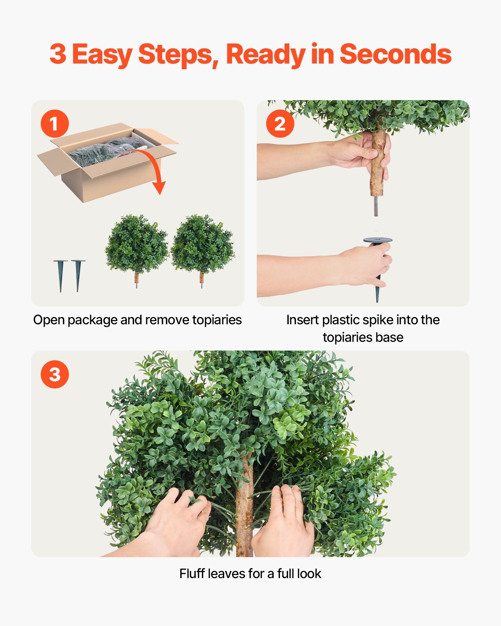 22" Artificial Boxwood Topiary Trees with Ground Spike - Lifelike Faux Shrubs for Outdoor & Indoor Decor, Weather-Resistant Potted Plants for Patio, Garden, Porch, and Balcony