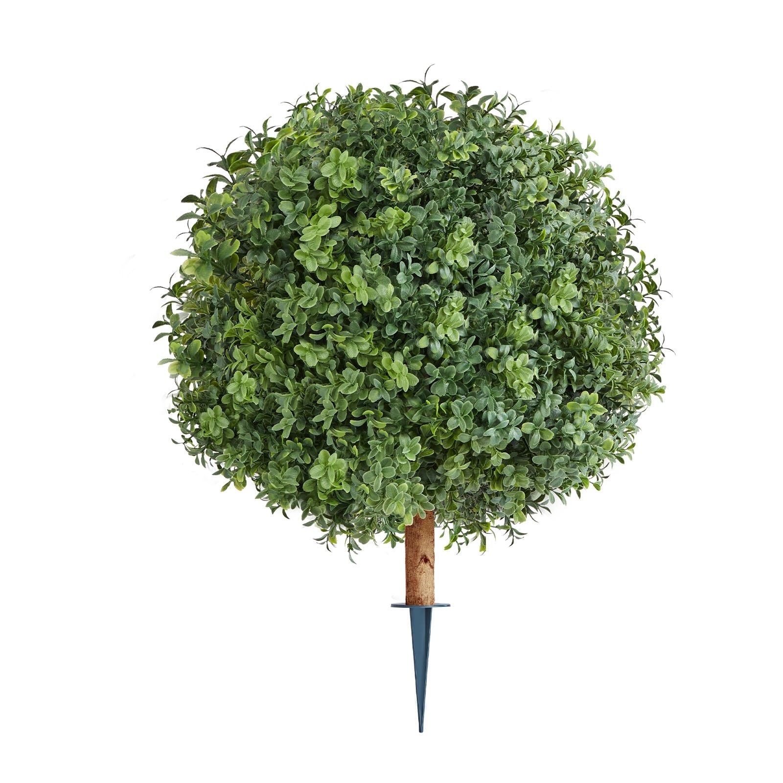 22" Artificial Boxwood Topiary Trees with Ground Spike - Lifelike Faux Shrubs for Outdoor & Indoor Decor, Weather-Resistant Potted Plants for Patio, Garden, Porch, and Balcony