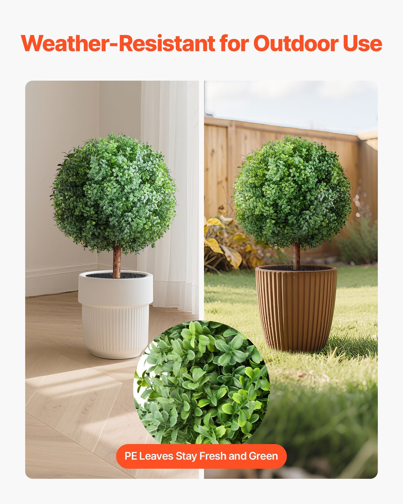 27" Artificial Topiary Boxwood Trees Set with Ground Spike - Perfect Faux Shrubs for Indoor/Outdoor Decor, Porch, Patio, Garden, Balcony, Backyard