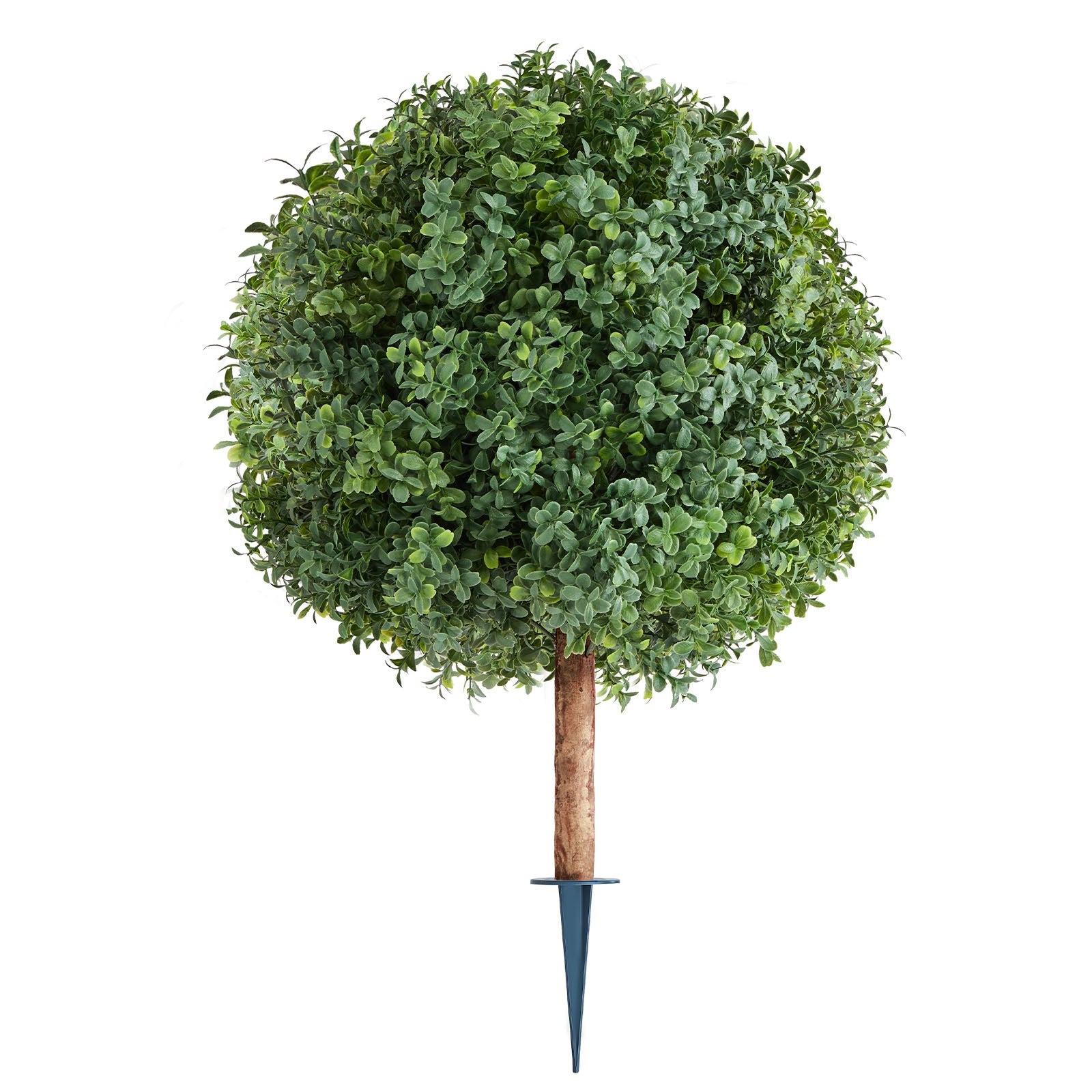 27" Artificial Topiary Boxwood Trees Set with Ground Spike - Perfect Faux Shrubs for Indoor/Outdoor Decor, Porch, Patio, Garden, Balcony, Backyard