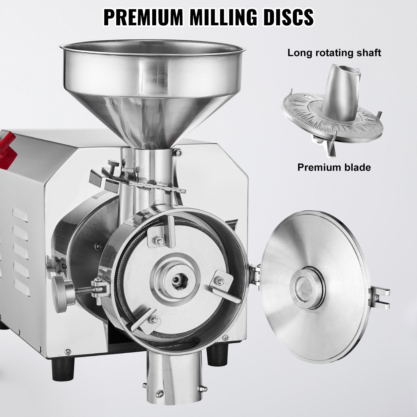 High-Power 3000W Commercial Grain Grinder for Spices, Corn, Soybean & More - Stainless Steel Flour Milling Machine, 100 KG/H Capacity, Adjustable Fineness