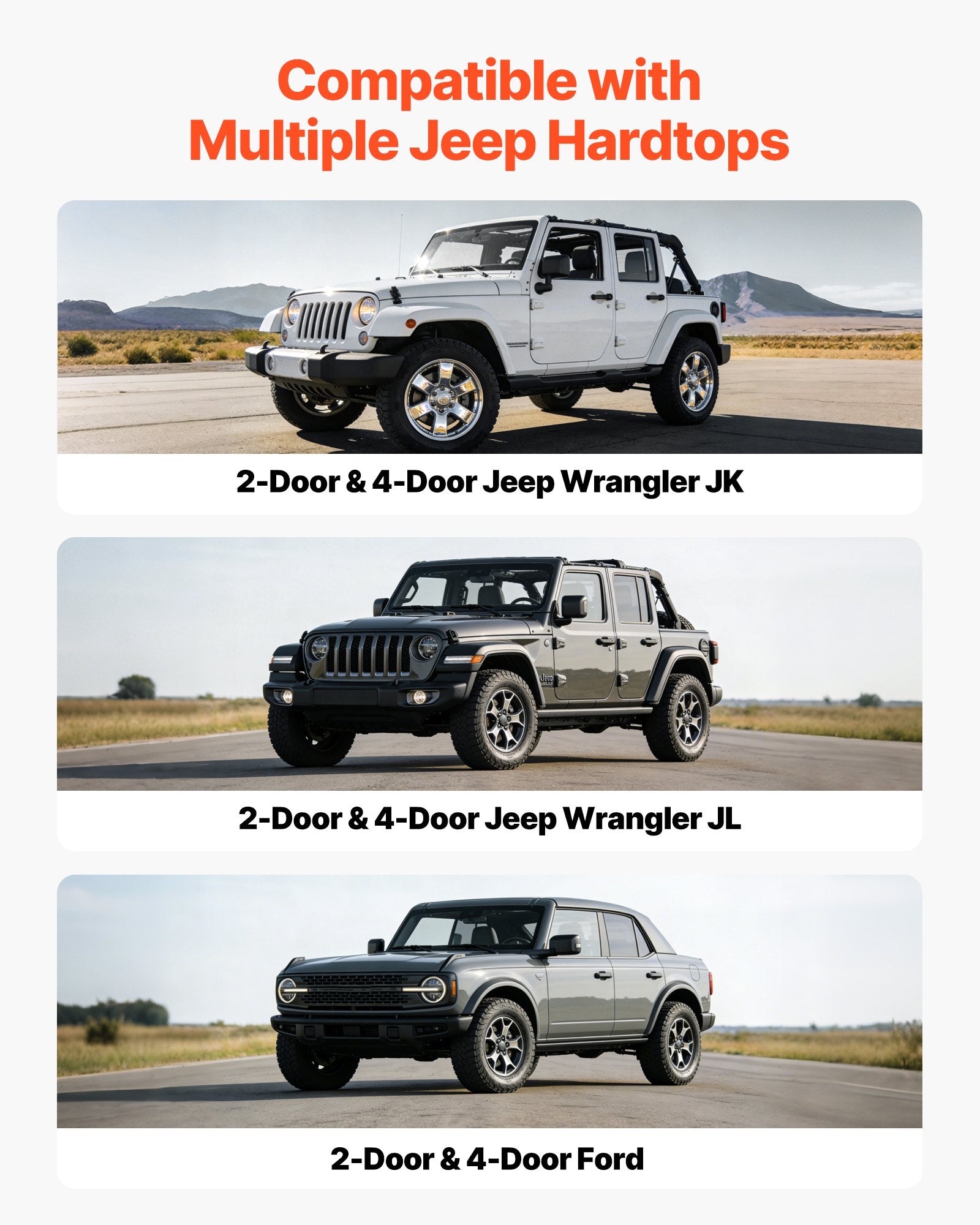 Effortless Jeep Hardtop Removal Lift - 220 lbs Capacity, Anti-Drop Hoist, One-Person Operation, Fits 8-16 ft Ceilings, Perfect for 2-Door & 4-Door Wrangler JK JL & Ford, Maximize Garage Space and Easy Installation