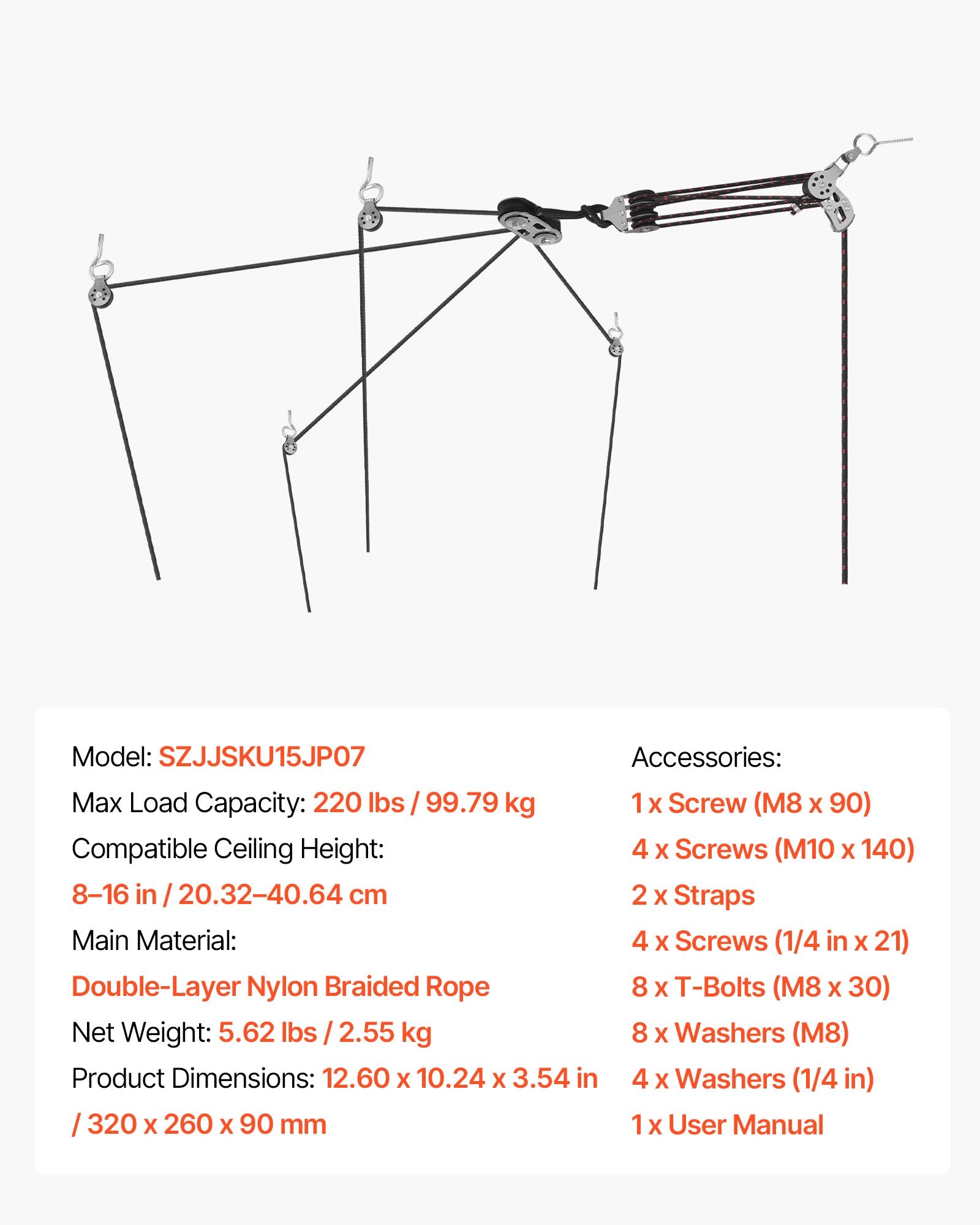 Effortless Jeep Hardtop Removal Lift - 220 lbs Capacity, Anti-Drop Hoist, One-Person Operation, Fits 8-16 ft Ceilings, Perfect for 2-Door & 4-Door Wrangler JK JL & Ford, Maximize Garage Space and Easy Installation