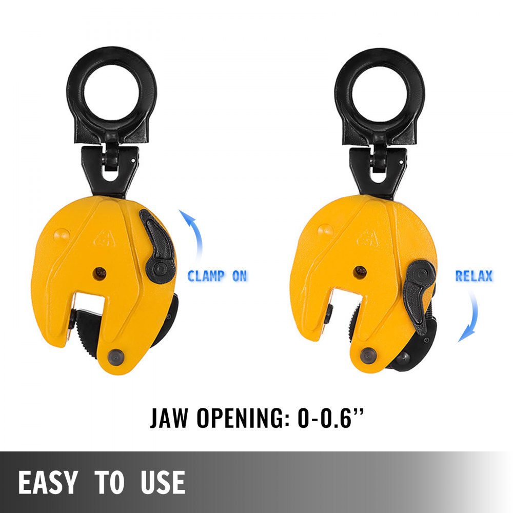 Heavy-Duty Vertical Lifting Clamp for Industrial Steel Plates - 1760 lbs Capacity