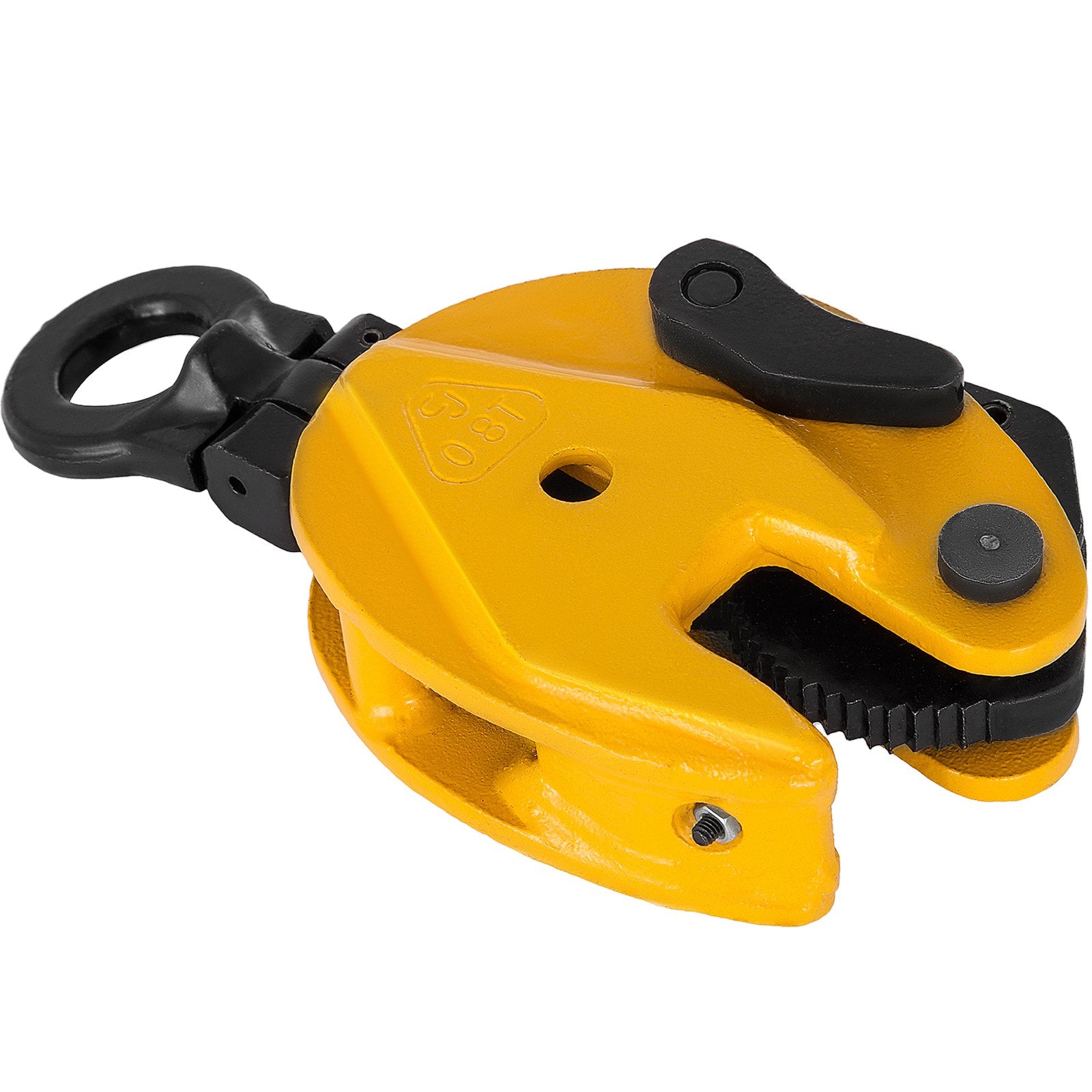 Heavy-Duty Vertical Plate Lifting Clamp 1760lbs Capacity, Durable Alloy Steel, Swivel Shackle, Secure Spring, Jaw 0-15mm