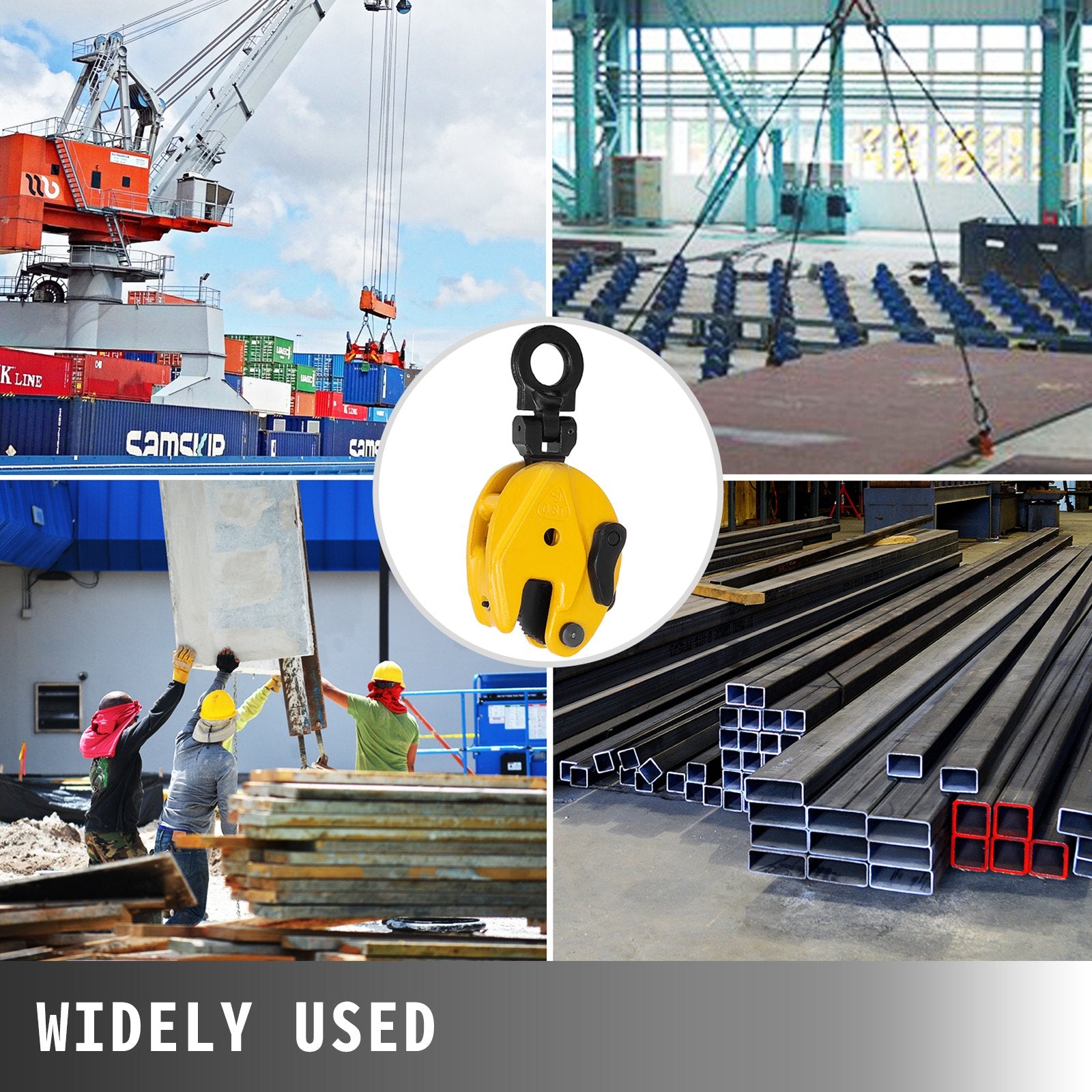 Heavy-Duty Vertical Plate Lifting Clamp 1760lbs Capacity, Durable Alloy Steel, Swivel Shackle, Secure Spring, Jaw 0-15mm